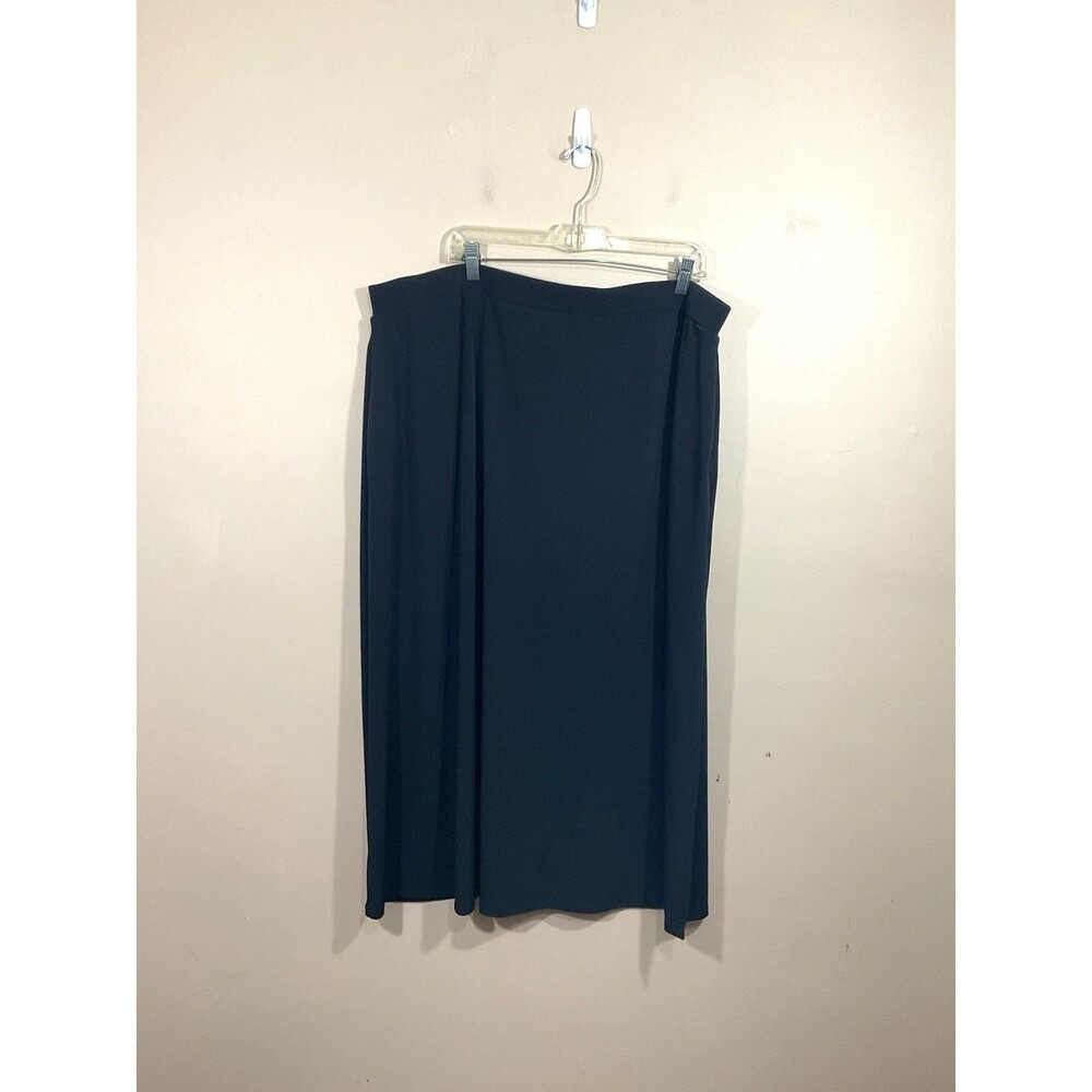 Lane Bryant Stretchy Midi Skirt 22/24 Black Pockets Side Slit Classic Minimalist